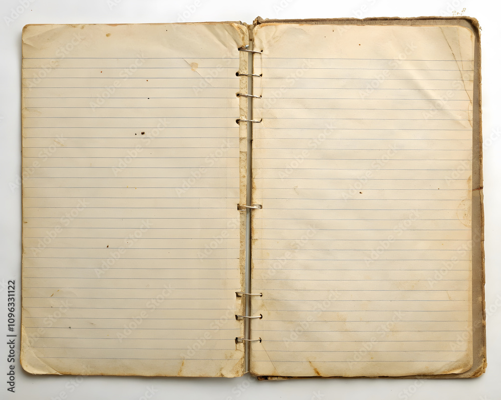 Notalgic Notebook Effect Old ripped notebook page with faint lines and texture, perfect for ...