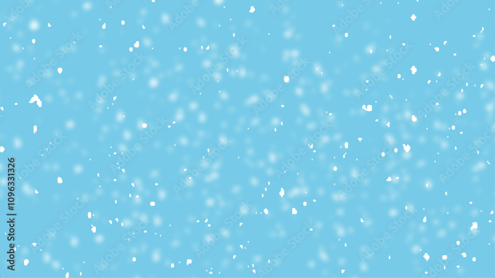 Random falling snow flakes wallpaper. Snowfall dust freeze granules. Snowfall sky white teal blue background. Random falling snow flakes wallpaper. Snowfall dust freeze granules. Snowfall sky white teal blue background.