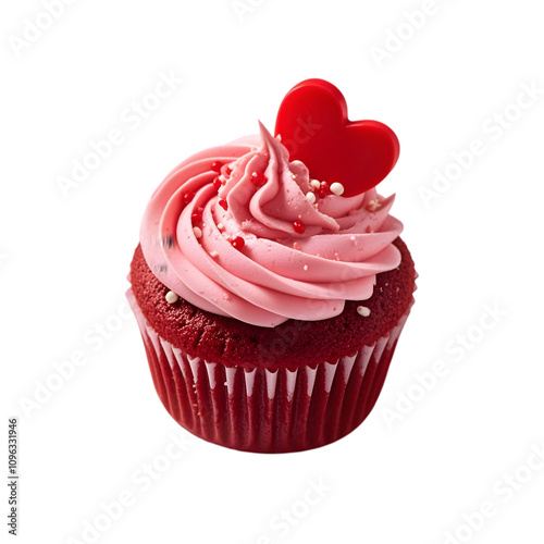 Red velvet cup cake valentines day on transparent background