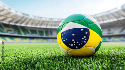 country soccer ball on grass photo