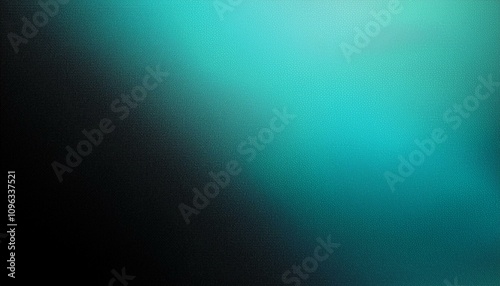 Abstract background, Aquamarine and black gradient background with light leak and grainy texture.