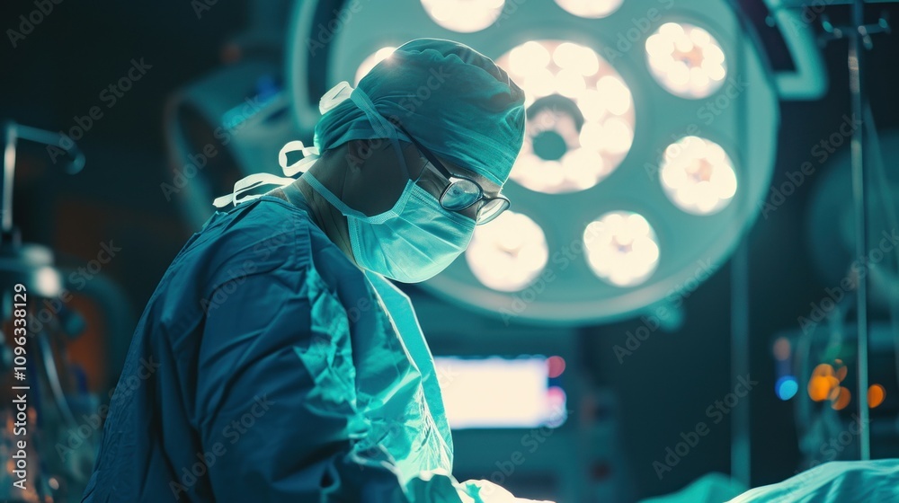 Fototapeta premium A surgeon is performing an operation on a patient, ensuring safety