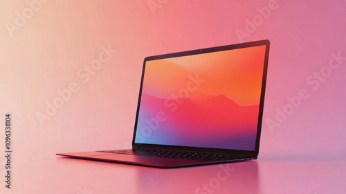 Laptop mock up with transparent screen isolated, AI Generative