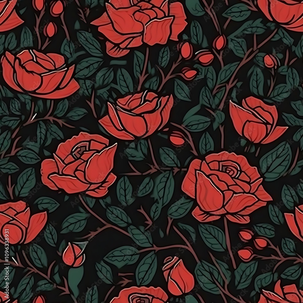 seamless pattern with red roses seamless pattern with red roses