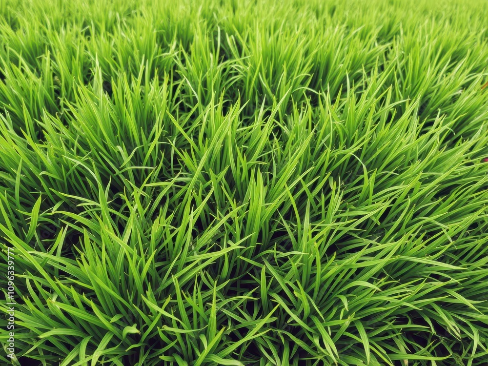 Fototapeta premium Lush green grass texture background perfect for design projects, pattern