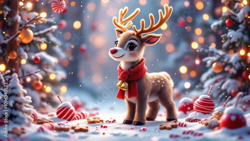 Snowy reindeer feast, AI-crafted food art.