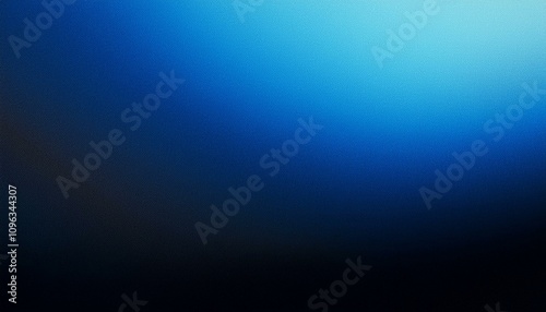 Abstract background, Blue and black gradient background with light leak and grainy texture.