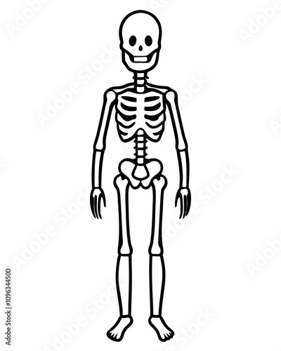 human skeleton vector illustration line art transparent background