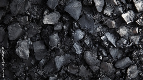 Wallpaper Mural Close-up view of black coal pieces, showcasing their rough texture and deep black color. Torontodigital.ca