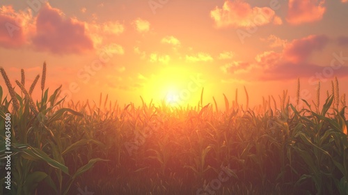 Cornfield at Golden Sunset