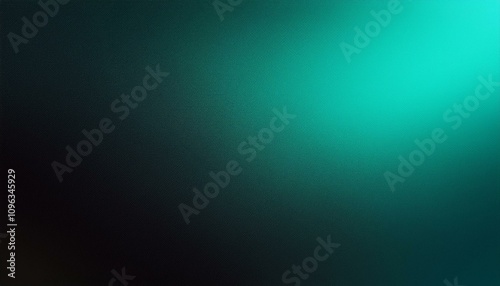 Abstract background, Bright turquoise and black gradient background with light leak and grainy texture.