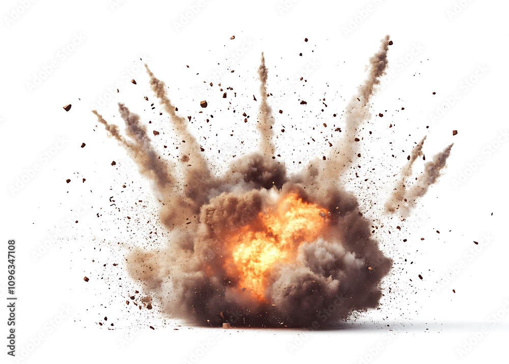 explosions on isolated white explosions on isolated white