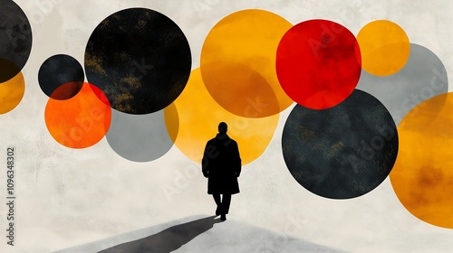 geometric people and city, small and medium enterprises, lending, collage style, minimalist
