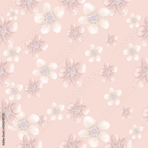 Hand drawn seamless floral background