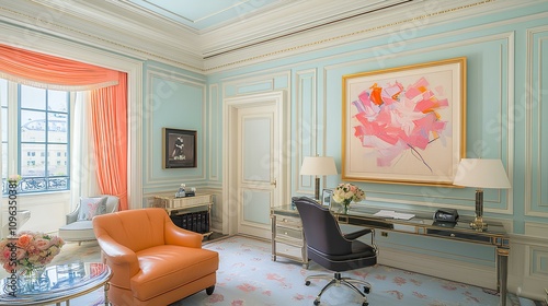 Elegant classic interior design office space in a luxurious home functional and stylish environment modern viewpoint