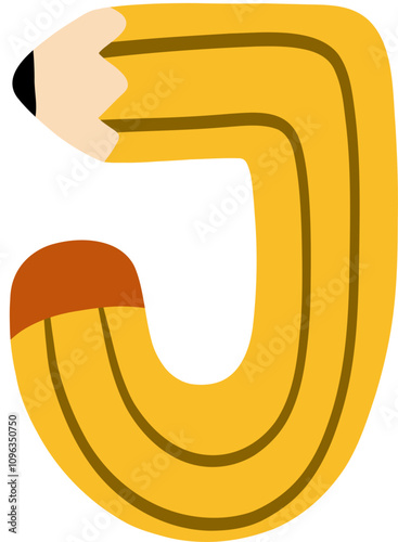 Cute Pencil Alphabet Letter J