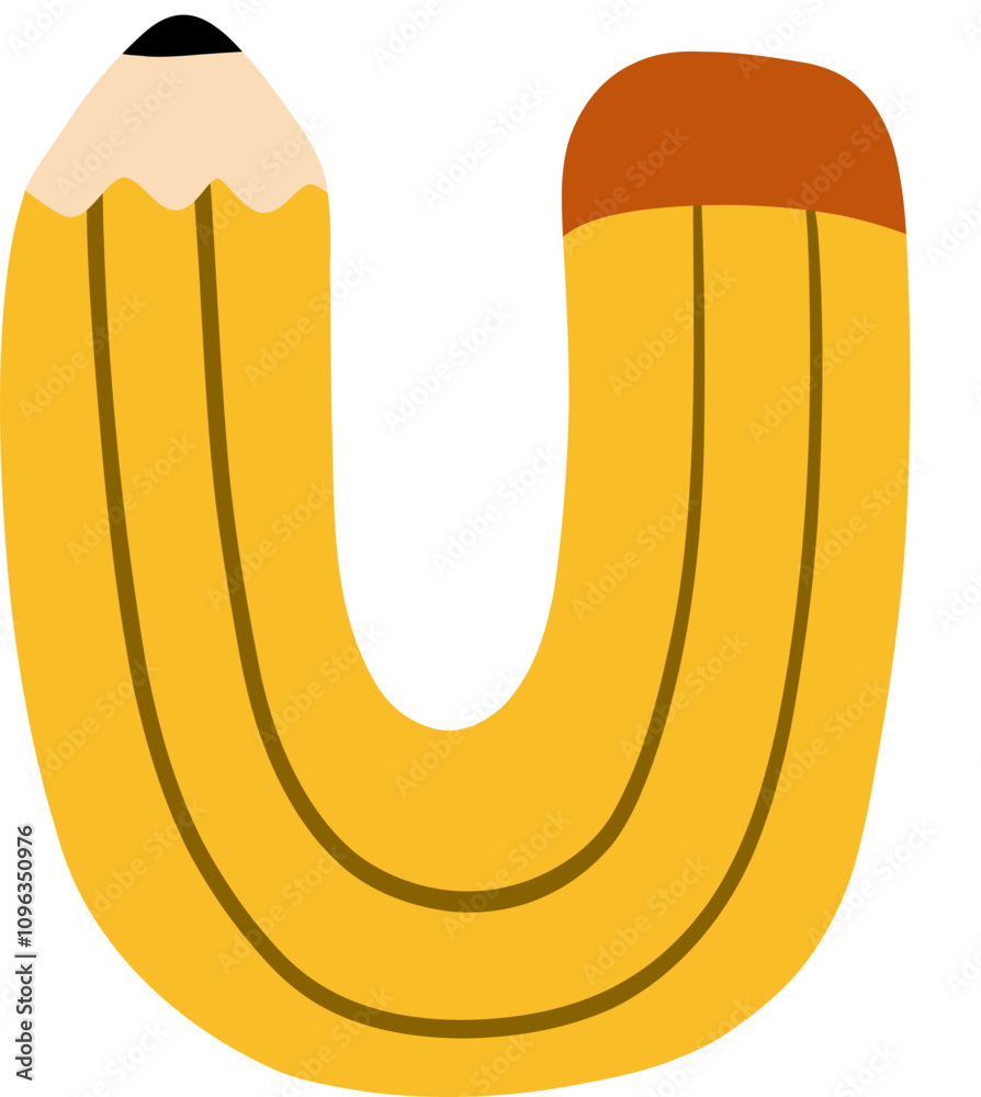 Cute Pencil Alphabet Letter U Cute Pencil Alphabet Letter U