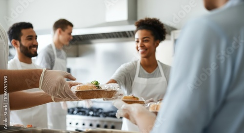 Volunteers Serving Food in a Kitchen