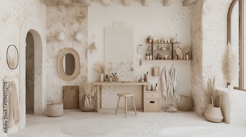 Elegant interior design classic functional space in a minimalist home environment with natural light