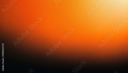 Abstract background, Carrot orange and black gradient background with light leak and grainy texture.