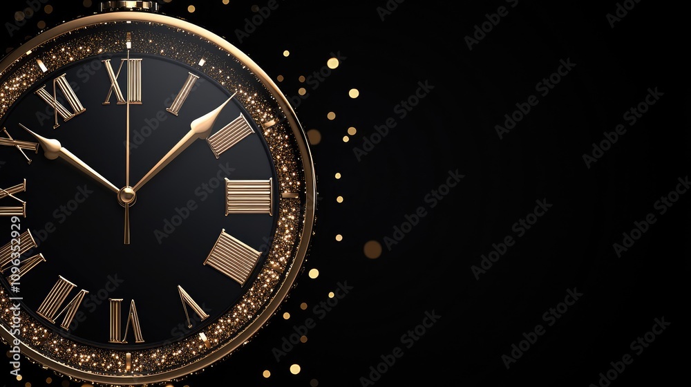 Elegant gold clock with sparkling background home decor timepiece luxury close-up timeless beauty for your space Elegant gold clock with sparkling background home decor timepiece luxury close-up timeless beauty for your space
