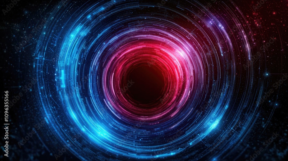 Obraz premium Dynamic tech visualization digital space abstract art sci-fi environment futuristic viewpoint concepts of innovation and exploration