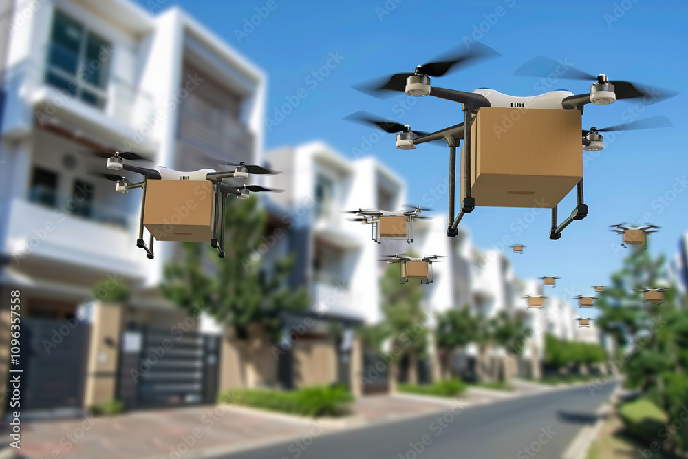 Drone flying in sky over beautiful nature during observation from top Drone flying in sky over beautiful nature during observation from top