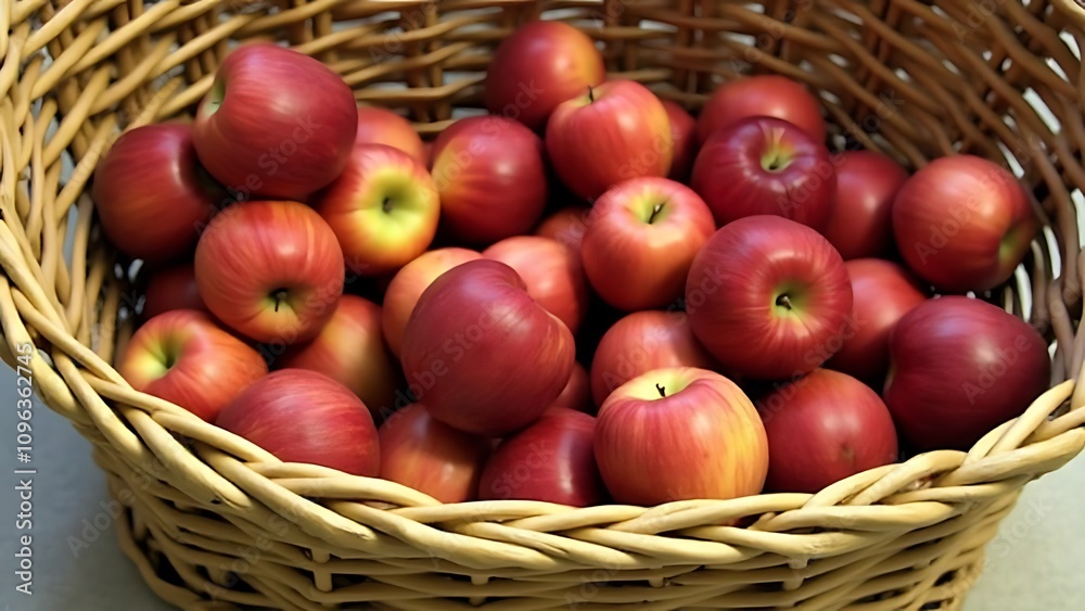 Apples from our garden orchard are now nestled organically within the wicker basket awaiting their perfect eating moment. Apples from our garden orchard are now nestled organically within the wicker basket awaiting their perfect eating moment.