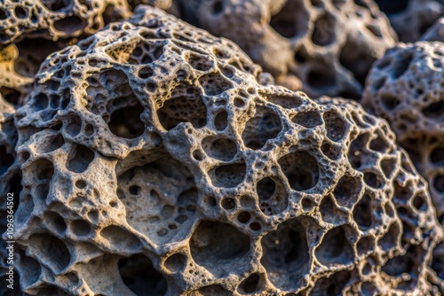 Porous volcanic rock close-up highlighting lava texture