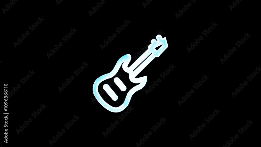Neon Blue Electric Guitar Sign Glowing on Dark Background for Music and Nightlife Vibes Neon Blue Electric Guitar Sign Glowing on Dark Background for Music and Nightlife Vibes