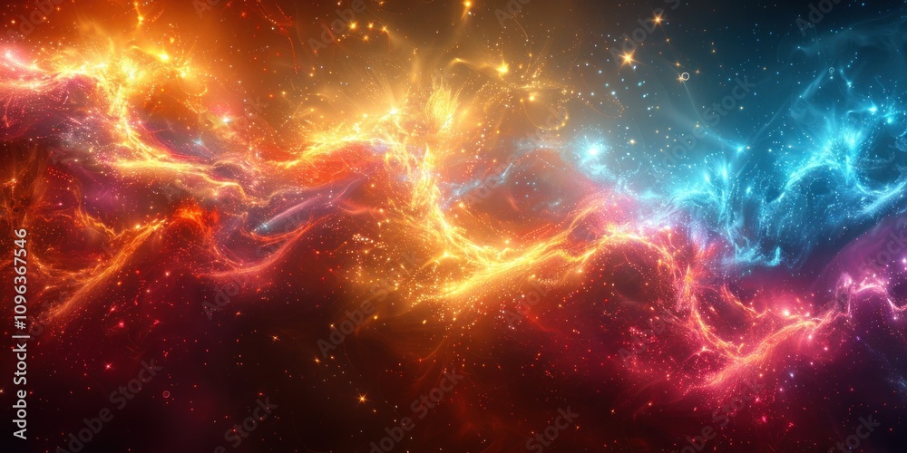 Fototapeta premium Cosmic Nebula with Red and Blue Glow