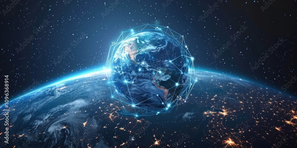 Obraz premium Global Network, Earth from Space