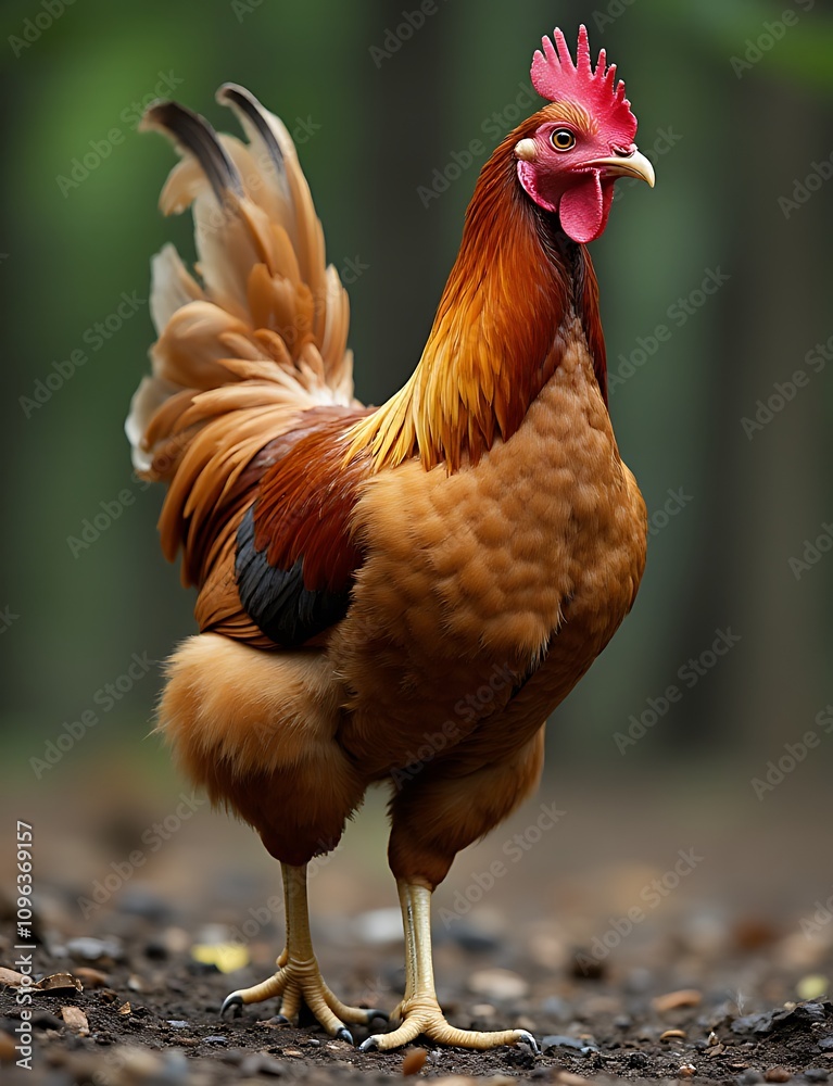 Fototapeta premium Large domesticated bird native to central Asia, raised for meat and feathers around the world.