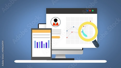 Future-Ready Business, Animated Concept of Customer Data Management, See how customer and market data come together on a virtual screen for better planning