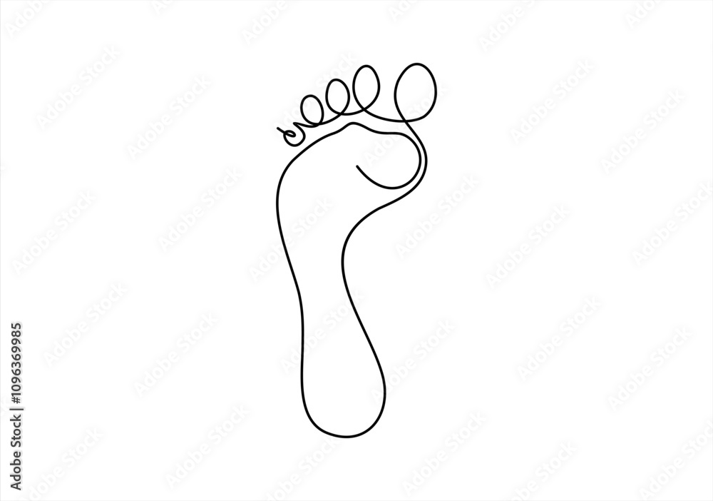 One continuous line drawing of bare foot. Elegance female leg in simple linear style. Concept of Wellness massage and Care about soft skin. One continuous line drawing of bare foot. Elegance female leg in simple linear style. Concept of Wellness massage and Care about soft skin.