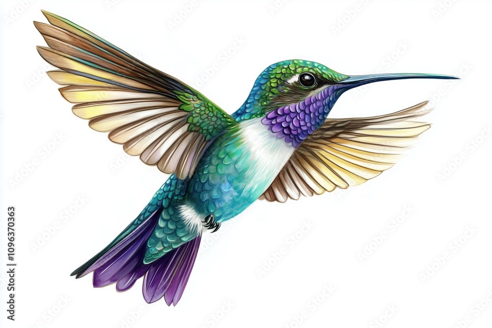 Obraz premium Colorful hummingbird design with glowing accents