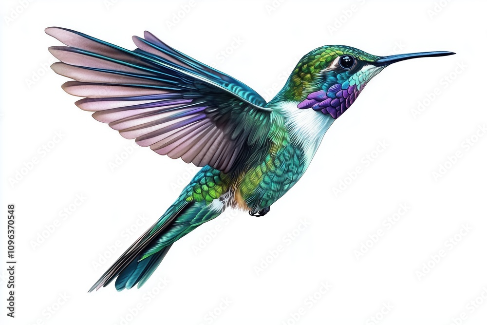 Fototapeta premium Realistic hummingbird tattoo in dynamic flight pose