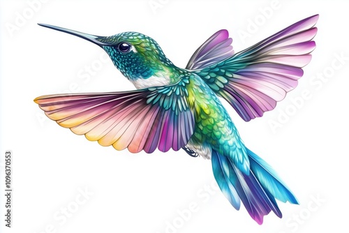 Artistic hummingbird design with purple accents