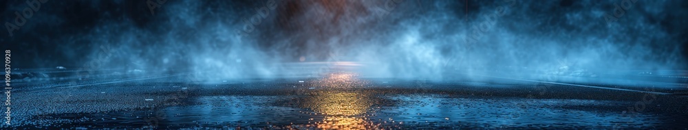 Mysterious Foggy Road at Night Mysterious Foggy Road at Night