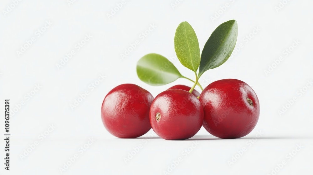 Vibrant Red Berries with Fresh Leaves Vibrant Red Berries with Fresh Leaves