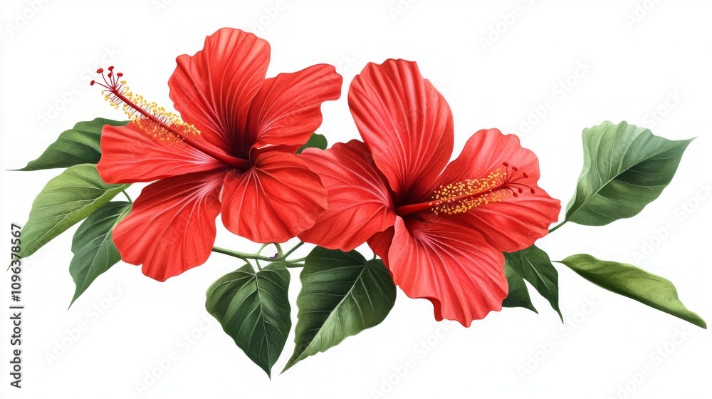 Obraz premium Stunning Red Hibiscus Floral Design