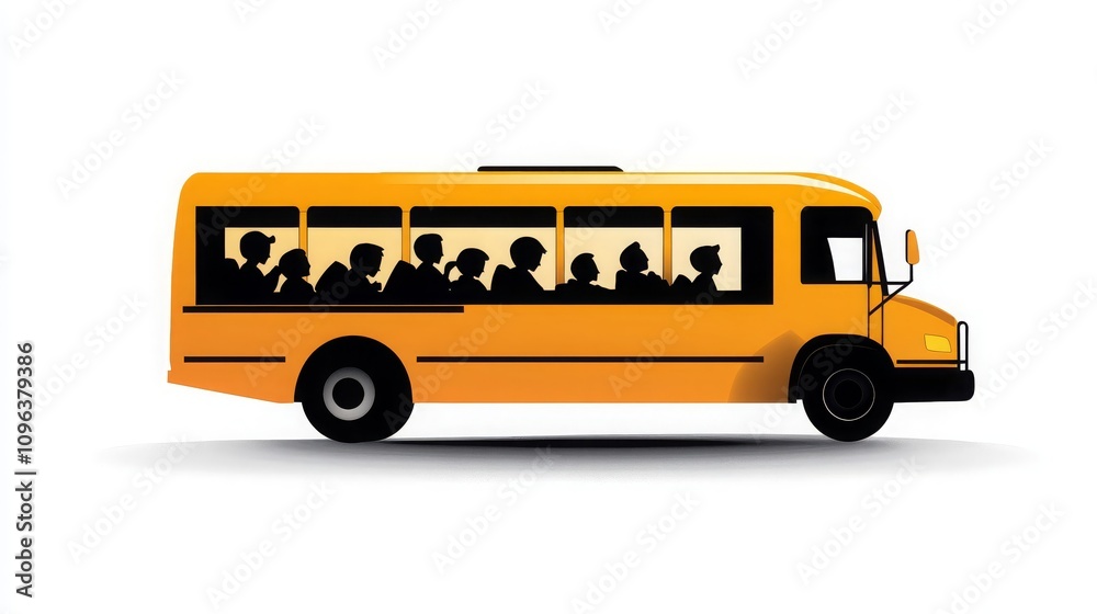 Happy Kids Riding School Bus Transportation Illustration Happy Kids Riding School Bus Transportation Illustration
