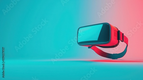 Anti tracking technology concepts. A vibrant virtual reality headset against a dual-color background, showcasing modern technology and immersive experiences. photo