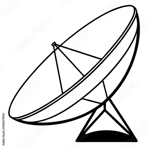 satellite dish antenna silhouette vector line art transparent background