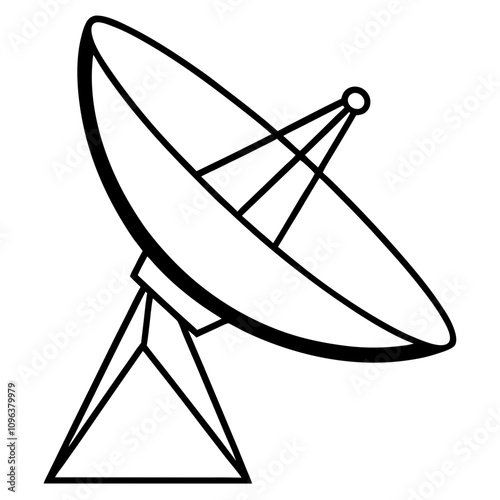 satellite dish antenna silhouette vector line art transparent background