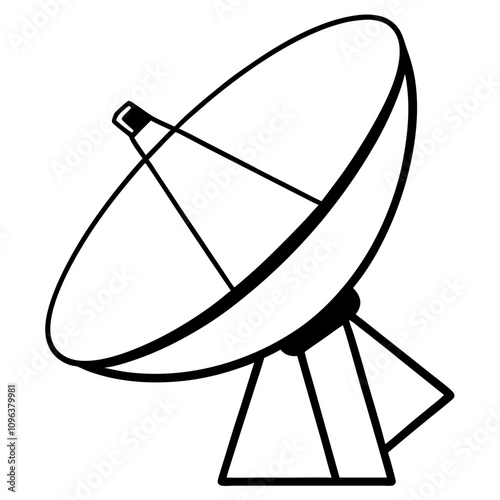 satellite dish antenna silhouette vector line art transparent background