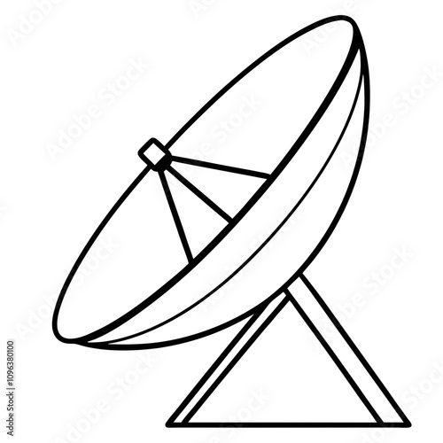 satellite dish antenna silhouette vector line art transparent background