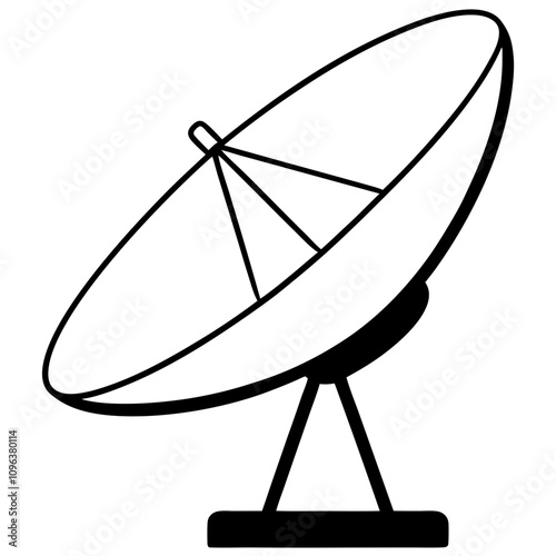 satellite dish antenna silhouette vector line art transparent background