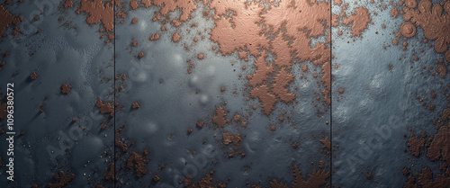 Weathered Industrial Metal Surface with Oxidized Patterns in Gray and Rust Tones