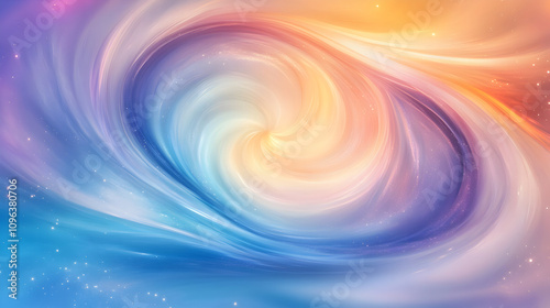 Soft Pastel Swirl of Light in Dreamy Galaxy-Inspired Design with Hues of Pink, Blue, and Yellow